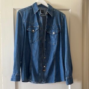 Versace Jeans Collection Blue Long Sleeve Button Down Shirt